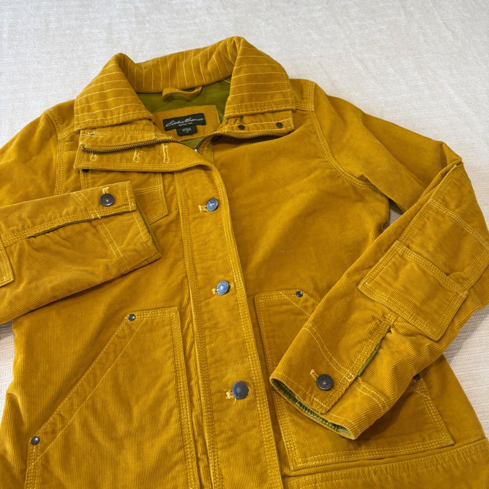 Eddie Bauer Mustard Yellow Corduroy Utility Field Jacket Womens XS Mustard Gold